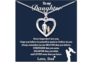 D Dongjiangjin Gift Daughter Love You Forever Heart Pendant Necklace from Dad, Christmas Valentine Birthday Gifts for Teen Girls Women