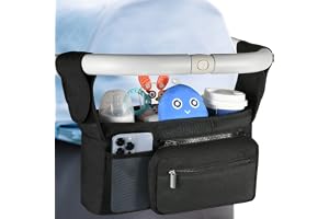 Lupantte Universal Stroller Organizer with 2 Insulated Cup Holders, Stroller Accessories, for Carrying Diaper, iPhone, Toys & Snacks, Fits Britax, Uppababy, Baby Jogger, Bugaboo and BOB Stroller.