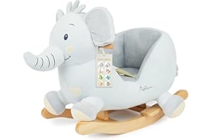 BIECO Peluche Animal à Bascule Éléphant Tiko | Cheval a Bascule Bebe 1 an | Cheval à Bascule Animal a Bascule Bebe Animaux a Bascule Enfant Cheval Bascule Bois Grand Cheval à Bascule Monter