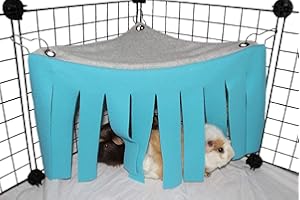 ASOCEA Petit Animal Hamster Tente Hamac Pet Cachette Cage Accessoires Nid Lit pour Cochon d'Inde Chinchilla Hérisson Rat Écureuil Furet Nain Lapin (Bleu)