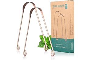 Y-Kelin 2 Pcs Copper Tongue Scraper Tongue Brush for Oral Care (2 pcs Copper)