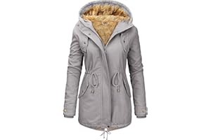 Nadeer Chaqueta de Mujer Invierno Parka con Bolsillos Chaqueta Elegante Casual Abrigo Capucha S-XL