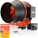 FanGoFast Exhaust Fan 150 mm Adjustable, 684 m&sup3;/h In-Line Duct Extractor Fan with IEC Plug for Bathroom, Booster, Grow Tent,