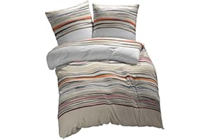 ETÉREA HIMMLISCHE QUALITÄT ETÉREA Renforcé Bettwäsche 200x200cm + 2x 50x75cm - 100% Baumwolle Bettbezug Jeanine natürlich weich - Bettwäsche mit Kissen 200x200cm Bettbezug + 2x 50x75cm Kissenbezug 3teilig - OEKOTEX - Sand