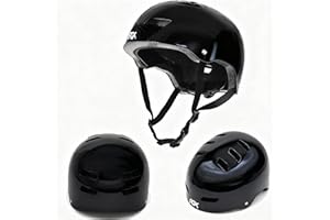 WeLLIFE Casco Regolabile per Ragazzi e Adulti Protezione Elmetto Nero RGX adatto per Skateboard, Bici, Pattini Sicurezza Ideale Multi-Sport Leggero e Sicuro