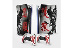 FFRAME PS5 Skin Samurai Sticker, Aufkleber für Playstation 5, Konsole und Controller, Standard Edition Digital, Shinobi Skin (1 Controller)