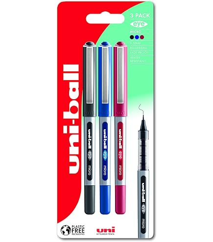 Uni-ball On Point Stay Gold Tintenroller – 3 Stück Mit Breiter 1,0 Mm Spitze, Schwarze Tinte, Plastikfreie Verpackung