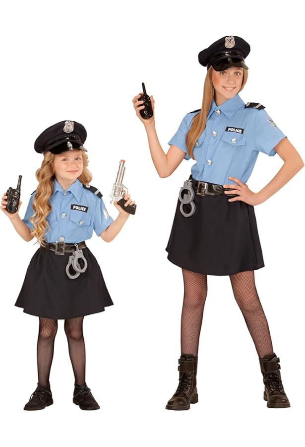 Tacobear Politie Kostuum Kinderen Politieagent Fancy Dress met Politie Pretend Play Accessoires Politie Hoed Baton Badge Handboeien Zonnebril Politievrouw Kostuum Accessoires Rollenspel voor Meisjes Aankleden