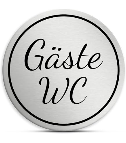 WC Schild Selbstklebend, Rund & Silber-schwarz – 5 Cm Durchmesser, Made In Germany