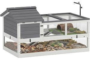 PawHut Sköldpaddshus av trä utomhus terrarium 116 x 70,5 x 69,5 cm