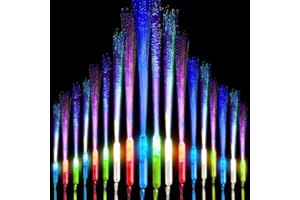CRESBEL Set di 18 bastoncini luminosi a fibra ottica: bacchette luminose in fibra ottica, luminose a fibra LED 3 modalità colorate lampeggianti, bacchette fosforescenti per spettacoli, eventi, club..