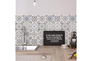 RE-COVERTILES - Adesivi per Piastrelle Bagno e Cucina 12 Pz 15x15 cm - PS00023 Decorazione murale in PVC Impermeabile mattonelle Mosaico Stile cementine Azulejos