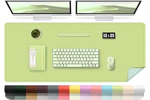 BLESWIN Tappetino da Scrivania - Tappetino da Scrivania in Pelle Su entrambi i Lati con Pelle Scamosciata, Tappeto Scrivania Grande Impermeabile, Sottomano Scrivania per Dipingere (Matcha, 120x60cm)