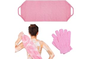 BEOTNP 3PCS Back Exfoliator, Exfoliating Glove and Body Scrub Set, Exfoliating Gloves and 45 x 20cm Back Scrubber, Suitable for Home Spa Treatments, Exfoliation Before Shaving, and Skin Cleansing