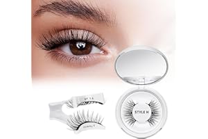QUEWEL Magnetic-Eyelashes with Applicator Natural Look, 1 Pair of Reusable Magnetic Lashes, No Glue Needed Eyelashes Magnetic, Easy to Wear and Remove (Magnetic Eyelash Kit Style H New)