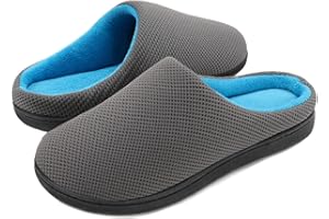 Wishcotton Men's Warm Slip On Slippers with Cozy Memory Foam, Closed Toe Man House Shoes, Lightweight Indoor/Outdoor Sole