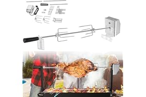 YUENFONG Motore Per Spiedini in Acciaio Inossidabile 220-240 V, Spiedo da 107 cm, Girarrosto Elettrico Con 2 Aghi Per Carne Per Barbecue, Per Attività All'aperto, Picnic in Campeggio, Feste