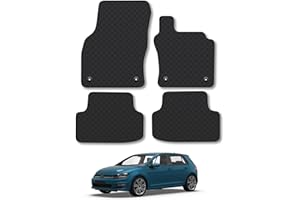 CAR MAT CO VW Golf MK7 (2012-2020) Rubber Car Mats Accessories Tailored Fit Compatible Accessory Waterproof Protection Non-Slip Floor Mats Full Coverage Durable Front Rear Set Coverage with Clips