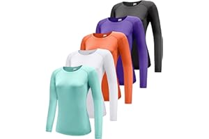 BOYZN Damen 3er Pack Langarmshirt T-Shirts, UPF 50+ Sonnenschutz Schnelltrocknend Funktionsshirt Laufshirts, Atmungsaktiv Langarm Sportshirt Gym Yoga Running Top Freizeitshirt Workout Fitness Oberteil