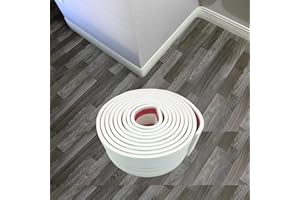 GELINTONG Plinthe souple autocollante flexible en Mousse haute densité (NBR) de haute qualité, pour Mur,Plafonds,Plinthe,revêtement de sol,Bords d'escaliers. 5meters (Blanc laiteux)