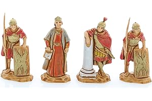 Moranduzzo Rey Herodes, Centurión y 2 Soldados Apto para Belén de 3,5 cm Escala 1:50 – Micro 3,5 – Figuras Indestructibles, Estilo Siglo XVIII, Acabadas a Mano, Escultor M. Landi