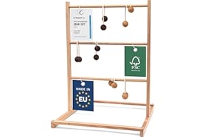 Leitergolf Outdoor aus FSC® zertifiziertem Holz - Test SEHR GUT - Robustes & Natürliches Leiterspiel mit 6x Leitergolf Bällen - Outdoor Wurfspiel für Erwachsene und Kinder ab 3 Jahren - Made in EU