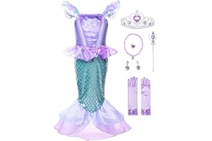 JerrisApparel Dziewczęcy kostium księżniczki, syrenki, Halloween, sukienka na imprezę