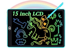 Coolzon Tablette D'écriture LCD Coloré 15 Pouces pour Enfants et Adultes Convient Portable, Ecriture LCD Tablette Dessin Magique Grands Cadeauxs pour 3 4 5 6 7 ans Garçons Filles (Bleu)