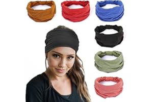 EUXINDUO 6 Stück Haarband Damen Stirnband Stirnbänder Elastische Haarbänder Yoga Sport Workout Gym Kopftuch Haarreifen Headband Baumwolle Breit Kopftuch Damen Sommer Bandana Haar Accessoires