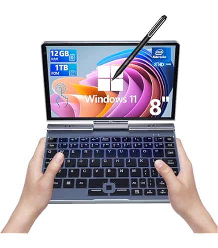 KOOFORWAY Mini Laptop 8 inch HD Touchscreen Portable 2 in 1