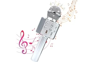 RAKING Microfono Wireless di Karaoke per bambini popolare canto microfono Bluetooth senza fili con microfoni portatili parlanti per bambini ragazzi ragazze che imparano i giocattoli （Argento）