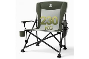 ‎EVER ADVANCED EVER ADVANCED Camping Chair Foldable 230 kg Load Capacity XL Folding Chair 62 cm Seat Width with Side Pocket Drink Holder Oversized Folding Chair Fishing Chair for Camping Outdoor Balcony Garden