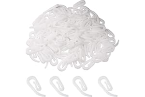 Harlington Group White Plastic Curtain Hooks Pack Of 100 for Door Curtain, Window Curtains, Bathroom Curtains, Drapery Hooks, Header Tape, Shower Curtains 100Pcs