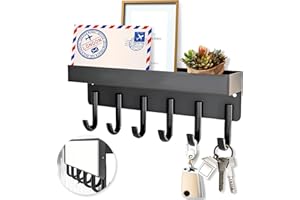 ATEWEITA Colgador llaves Pared, Porta Cuelga llaves Pared Entrada, Sin Necesidad de Perforar con 6 Ganchos para Almacenamiento de Llaves y Organización en Cocina, Pasillo, Key Holder for wall, Negro