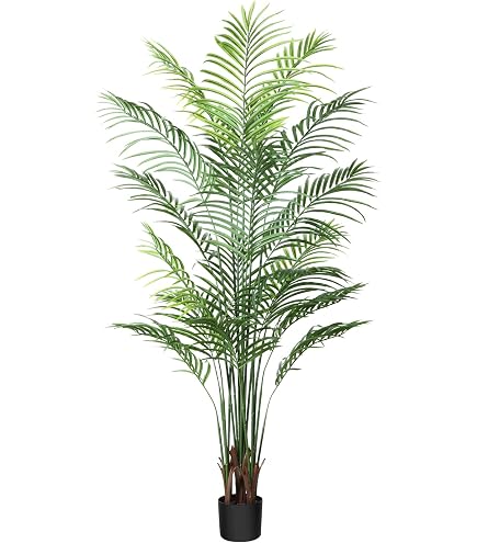 Amazon.de: Kunstpalme Parlour 200cm mit 15 Stmmen und 1232 Bltter - Groe knstliche  Palme 2m hoch im Topf