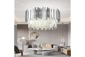 AHXIAOZN Moderno led lusso cristallo lampadario,2 in 1 lampadari a soffitto,Plafoniera in cristallo per soggiorno,Oro, E14 (55 * 55 Cm Silver)