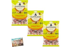 Set 3x Napoleon Zwartwit Salmiak-Bonbons 225g I Lakritz-Bonbons aus den Niederlanden I Lutschpastillen mit Salmiak Geschmack I Süßigkeiten aus Holland I Holland-Box by Vriens