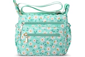 DEEVORCA Donna Tracolla Moda Borsa a Spalla Multi Tasca Disegni Stampati Viaggio Casuale Leggero Regolabile Cartella Impermeabile Nylon Verde