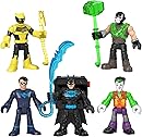 Fisher-Price GXD67​ Imaginext DC Super Friends Bat-Tech Multi-Pack, Set of 5 Poseable Figures with Clear Light-Up Chests for 