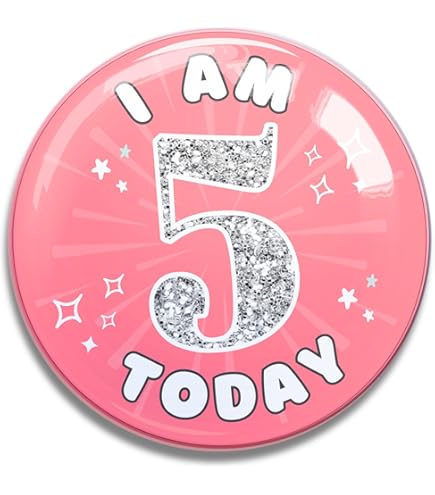 OAKTREE UK-Badge Géant I Am 5 Today Rose à Pois