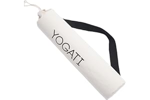 YOGATI® Borsa Yoga in Cotone con Tracolla Regolabile – Porta Tappetino per il Trasporto di Tappetini e Attrezzatura Sportiva – Sacca Unisex per Uomo e Donna (Bianco sporco, Larga)
