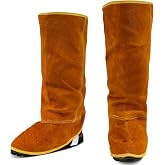 QeeLink Leather Welder Gaiters, Welding Boot Covers | Heat and Abrasion Resistant Shoe Protectors Protective Cover for Feet a