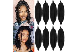 Mscat 16 Inch Pre-Separated Springy Afro Twist Hair 8 Packs Natural Black Marley Twist Crochet Braiding Synthetic Hair Extensions (8 Strands/Pack,1B#)