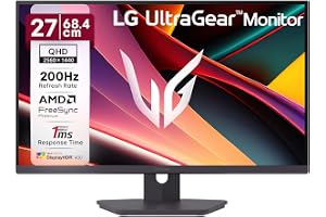 LG 27G610A 68.4 cm (27 Inch) Ultragear QHD (2560x1440) IPS Gaming Monitor, 1ms (GtG), 200Hz, sRGB 99%(Typ.), Anti-Glare, HDR10, AMD FreeSync™, DP, HDMI X 2, Tilt/Swivel/Height/Pivot Adjustable(Black)