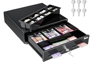 Tera 13" Cash Register Drawer Auto Open with 3 Bill 8 Coin Cash Tray 6 Keys Removable Coin Compartment Key-Lock 24V RJ12 Interface Media Slot for System Shop Business 330G (33.5x30x9cm)