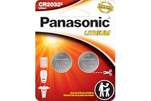 Panasonic CR2032 3.0 Volt Long Lasting Lithium Coin Cell Batteries in Child Resistant, Standards Based Packaging, 2-Battery Pack