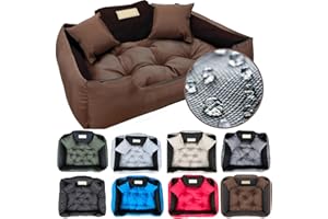 beeco STORE Lit pour Grands Chiens | Nom du Chien | Brun, XXL-130x105 | Coussin imperméable pour Chien | Canapé pour Chien adapté au Lavage | Chenil d'intérieur pour Chien | Made in EU