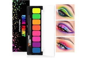 LOPHE Peinture Visage 8 Couleurs, Kit Peinture Corporelle&Visage, Peinture Faciale et Corporelle Réactive à La Lumière Noire UV, Palette de Maquillage pour Enfants, Peinture Corporelle pour Le Visage