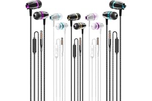 Glracd Auriculares con Cable y micrófono, Paquete de 5 Auriculares con Cable con Graves potentes y Pesados, Alta definición, Auriculares con Cable con Conector de 3,5 mm