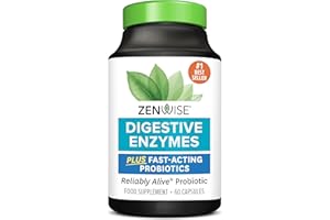 Zenwise Health Digestive Enzymes + Probiotics for Gut Health and Prebiotics Fibre Supplements for Bloating Relief and Digestion - 60 Count
